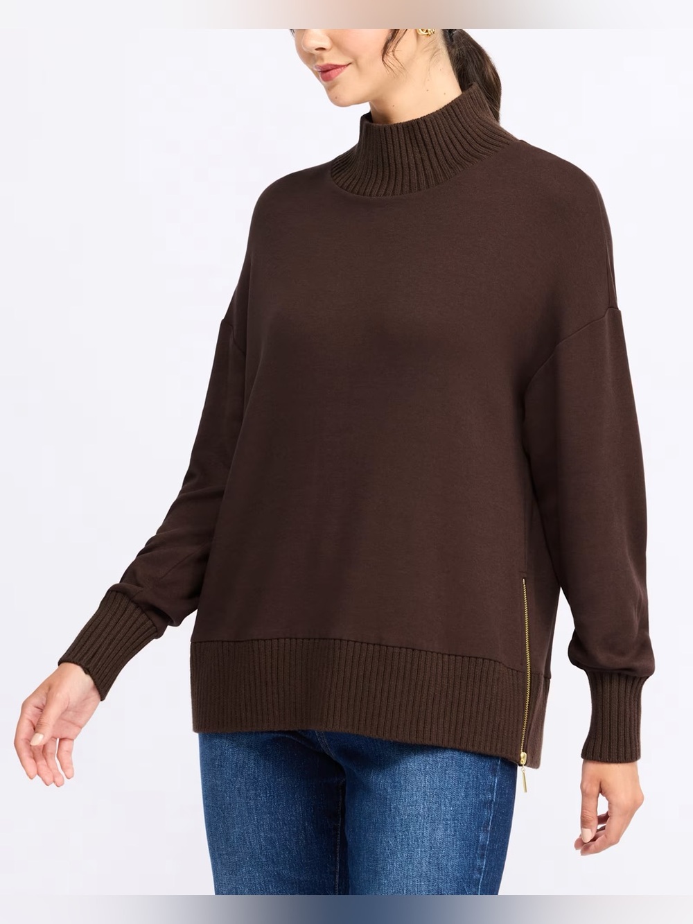 NWT Z Supply Sable Rib Sweatshirt Chocolate Cherry Sz Small